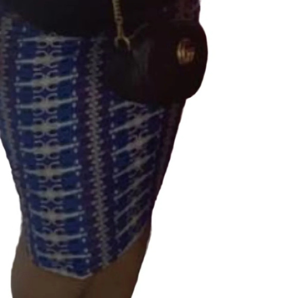 African Ankara print midi pencil  skirt Sz L - Picture 1 of 3